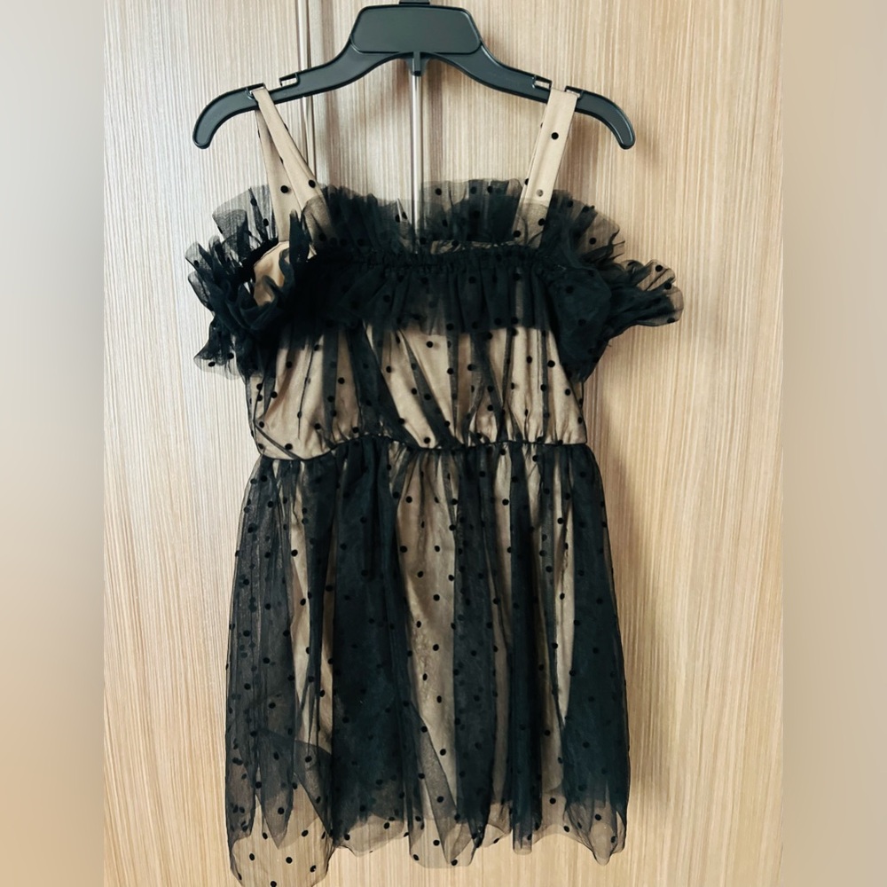 GB Girls Black Polka Dot Tulle Sleeveless Dress Size M (8-10)